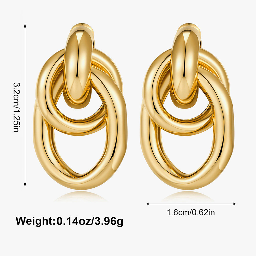 Wholesale Golden Creative Geometric Circle Earrings