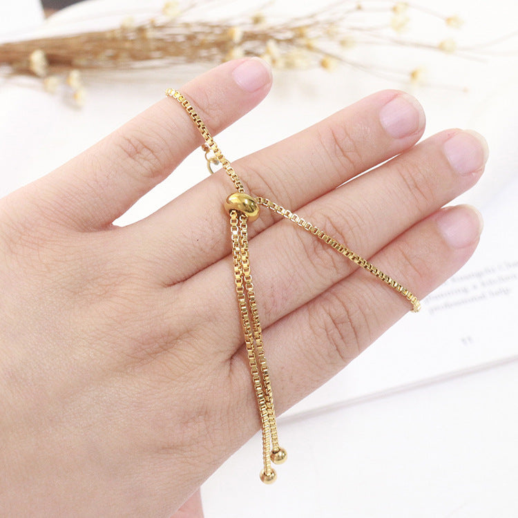 Wholesale 6pcs Four Leaf Clover Gold Plated Stainless Steel Bracelet