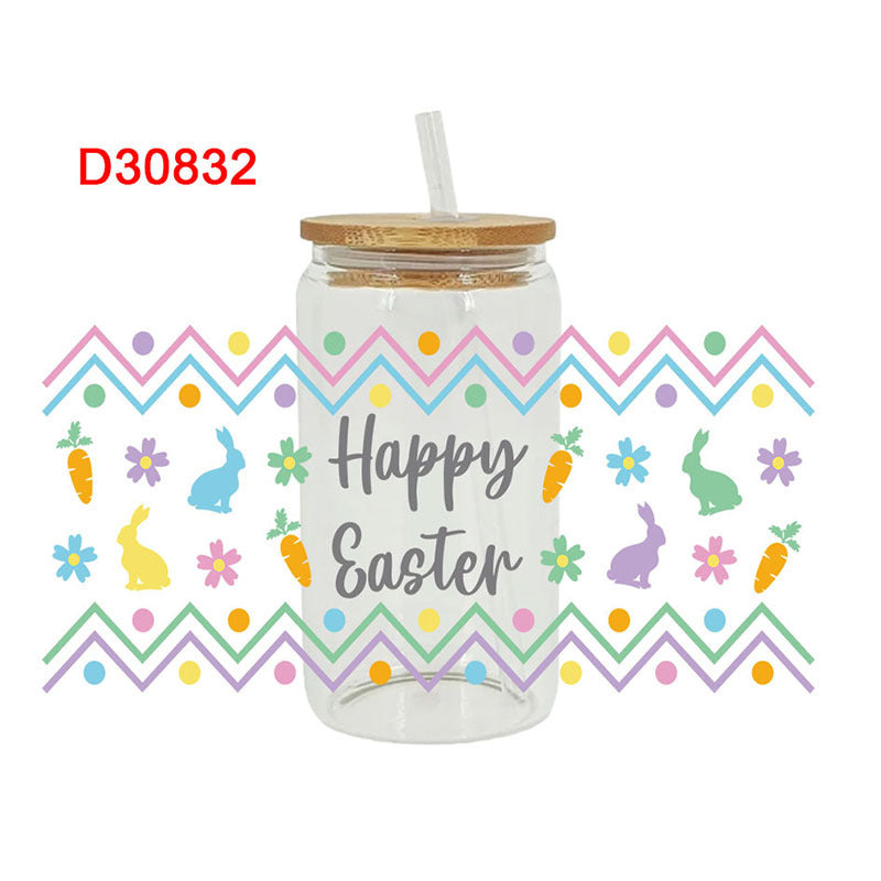 Wholesale Easter cartoon egg rabbit 16oz Cup UV DTF Wraps