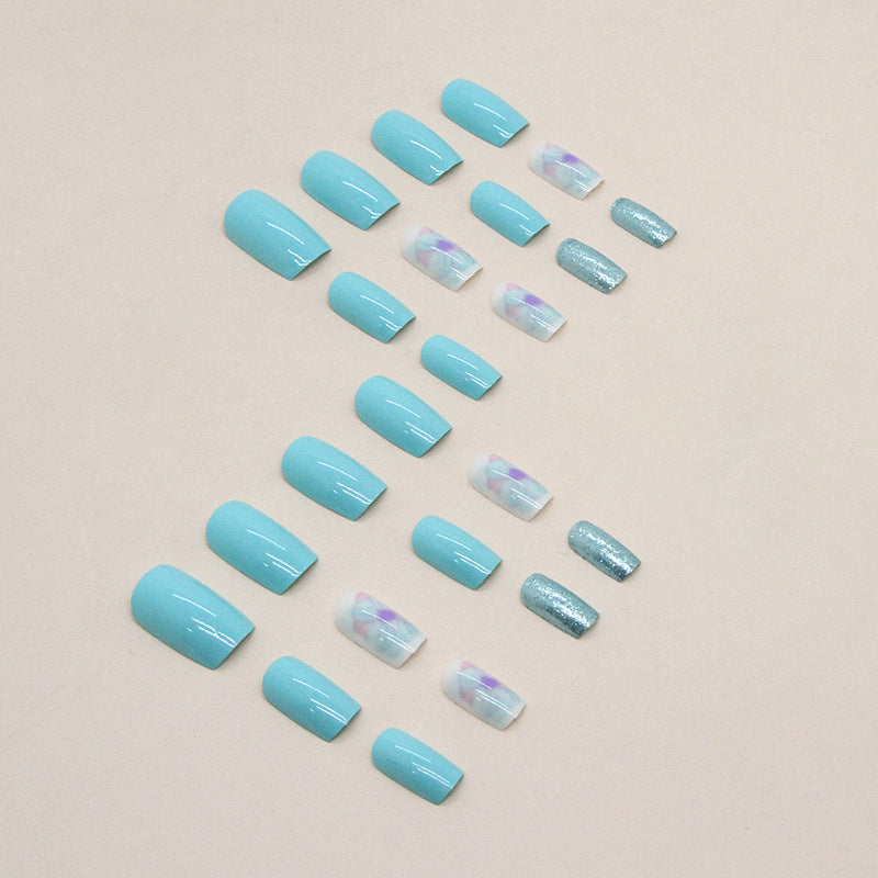 Wholesale Light Blue Haze Flower Solid Color Nail Stickers