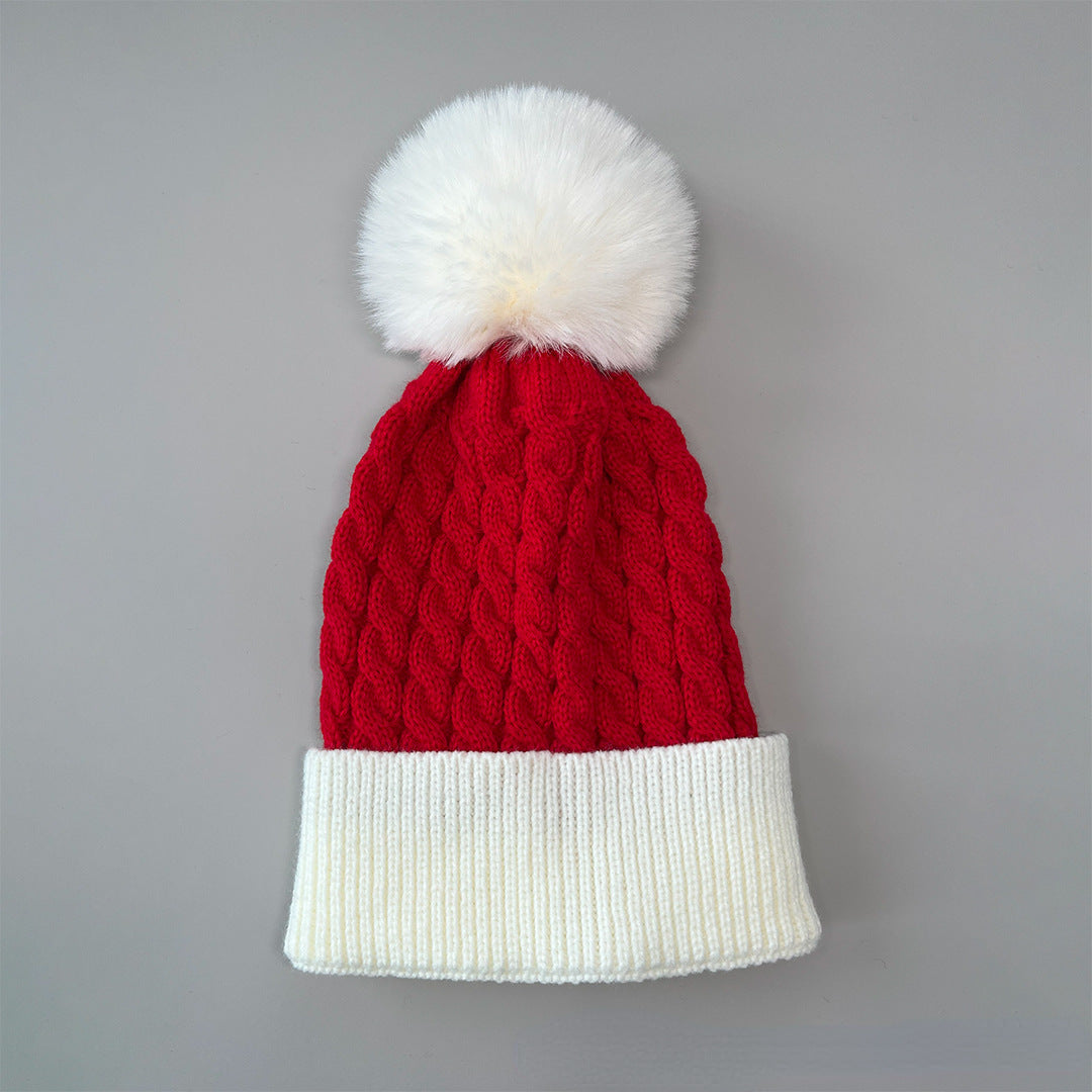 Wholesale Christmas Knitted Beanie Warm Wool Ball Hat