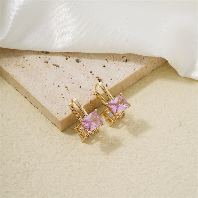 Wholesale Double Sided Square Zircon Earrings