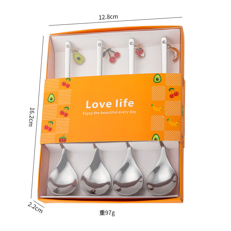 Wholesale spoon fruit pendant spoon fork 4 piece set  Kitchenware