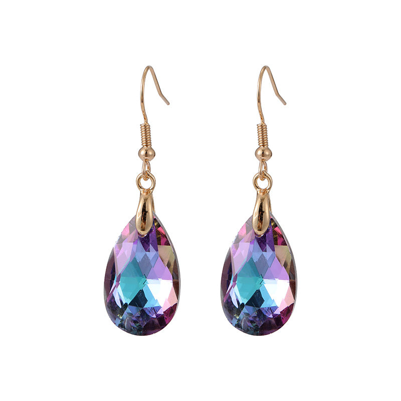 Wholesale Crystal High-grade Long Geometric Water Drop Fashion Light Luxury Colorful Zircon Earrings