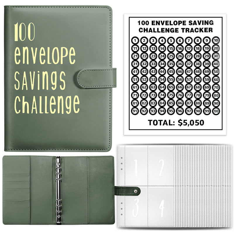 Wholesale of 100 Envelope Challenge PU Deposit Book Loose Leaf Cash Notebook