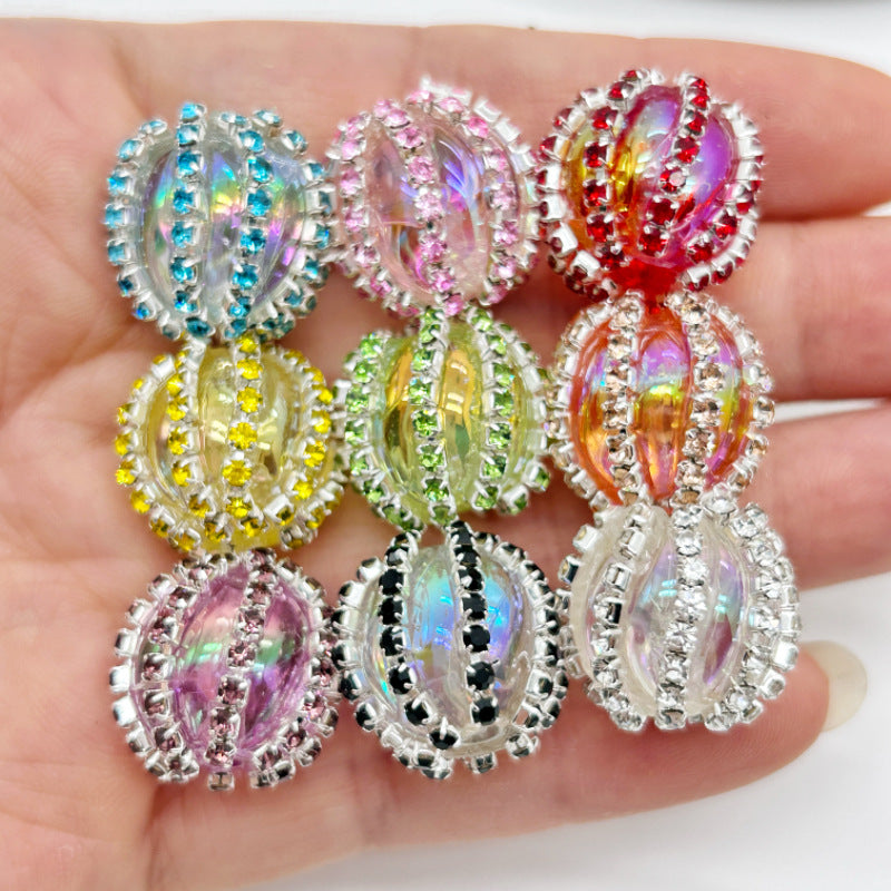 Wholesale 20pcs Diamond Chain Pumpkin Colorful Lantern Acrylic Beads