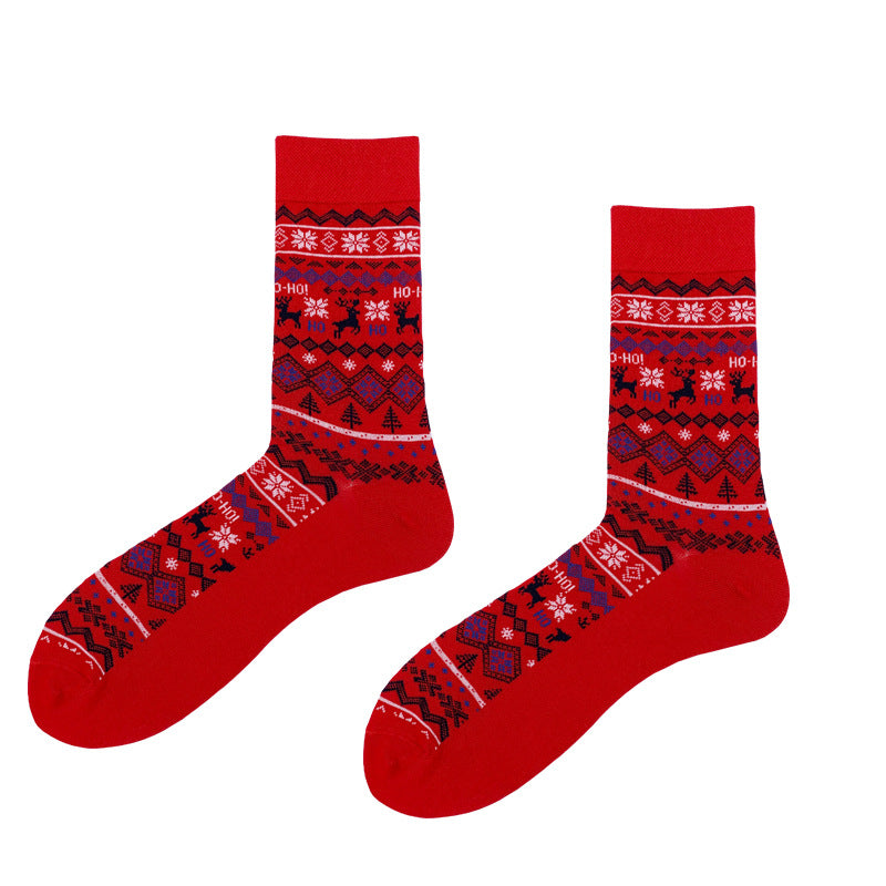 Wholesale Autumn Christmas Tree Elk Middle Tube Cotton Socks