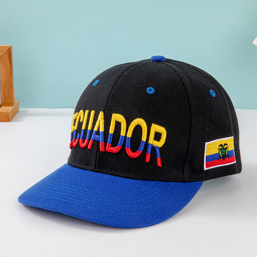 Wholesale Multi country flag hat color blocked flat brimmed baseball cap