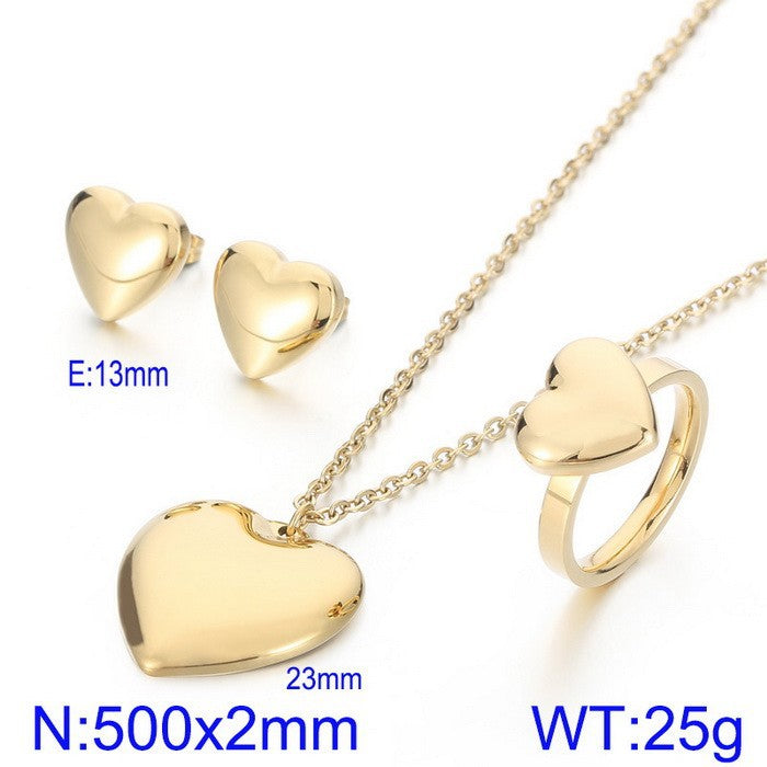 Wholesale Heart Shape Necklace Earrings Jewelry Gold Plated Set