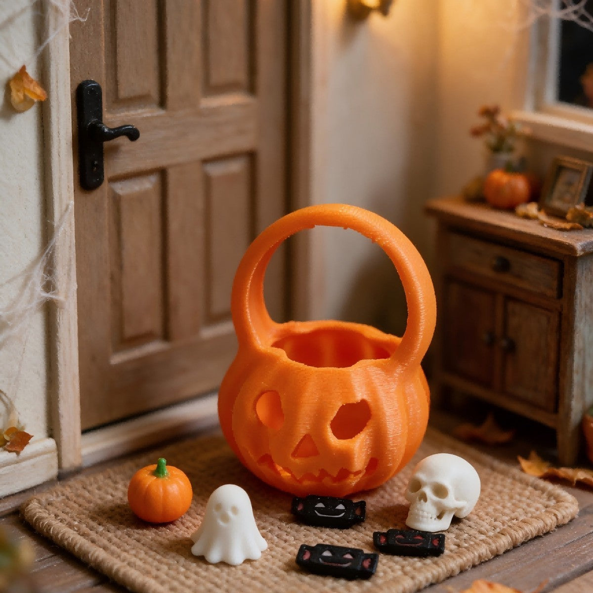 Wholesale 3D Printed PLA  Miniature Pumpkin Ghost Figurine for 1:12 Dollhouse Scene Decor Gift