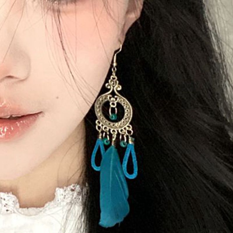 Wholesale Bohemian Tassel Ethnic Style Long Earrings