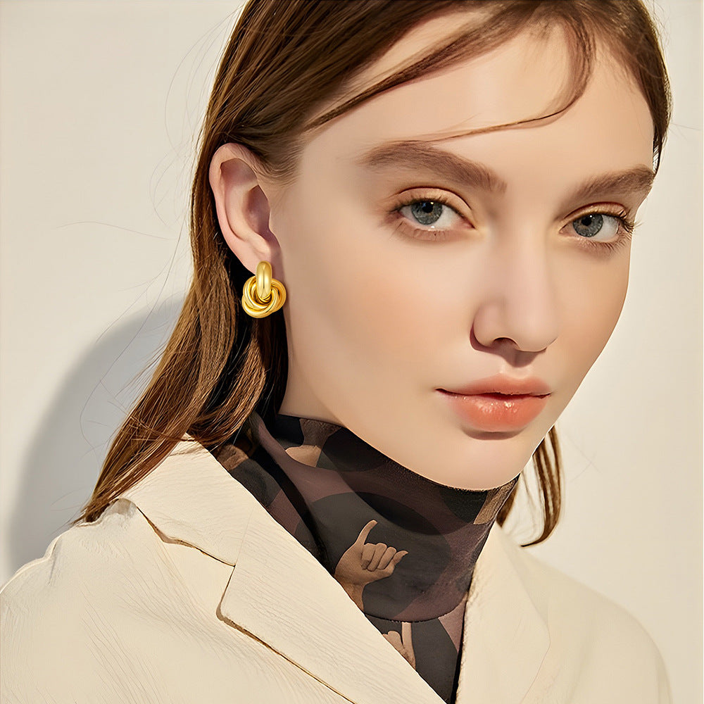 Wholesale Electroplated geometric multi circle earrings