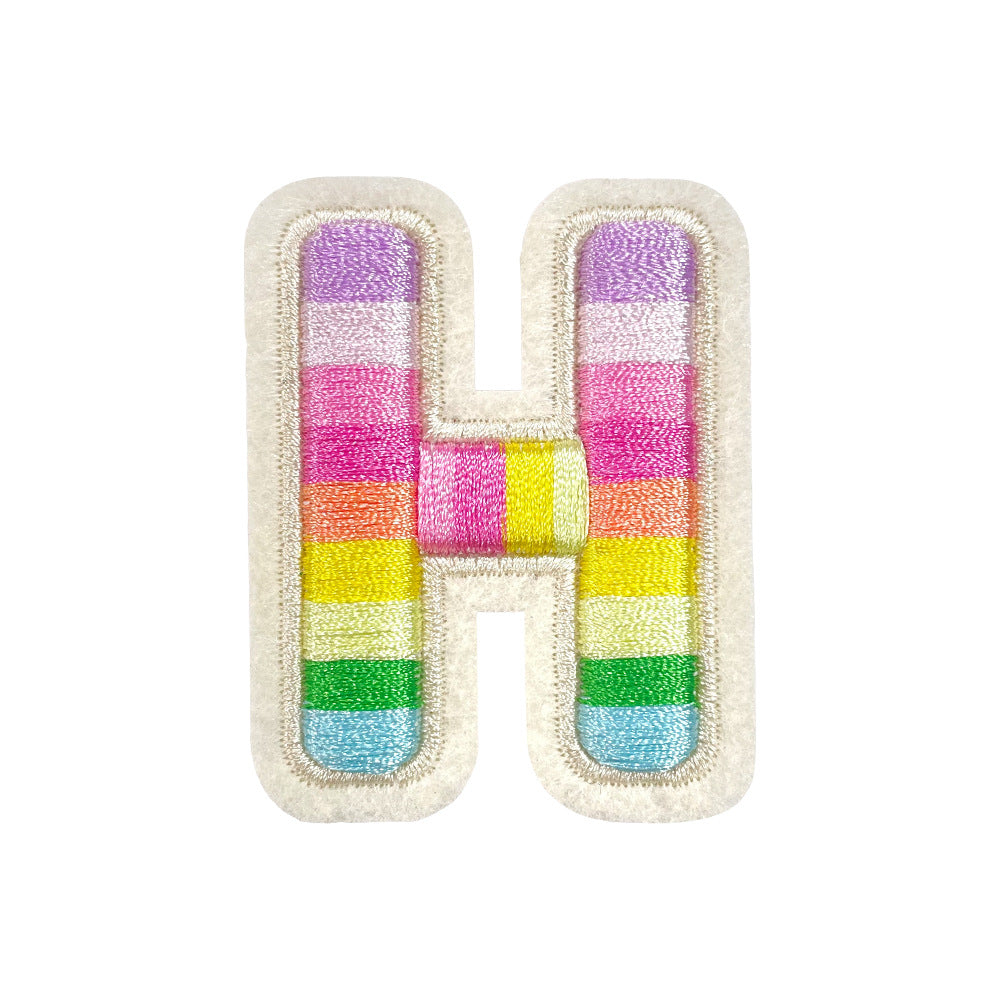 Wholesale Rainbow 3D Embroidered 26 Alphabet Letter Patches Self Adhesive DIY Fashion Accessory For Shoes Hats