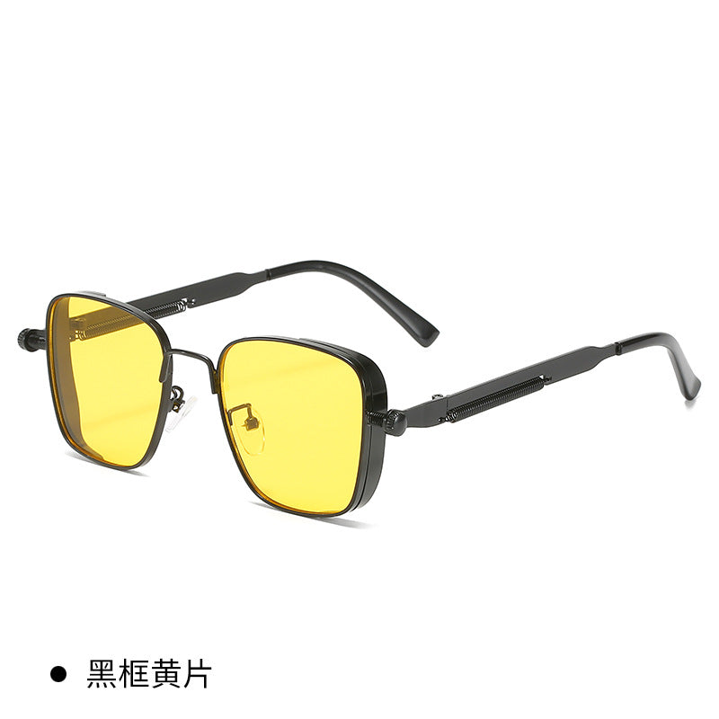 Wholesale Vintage Box Steampunk Metal Style European American Hip Hop Personality Spring Leg Sunglasses