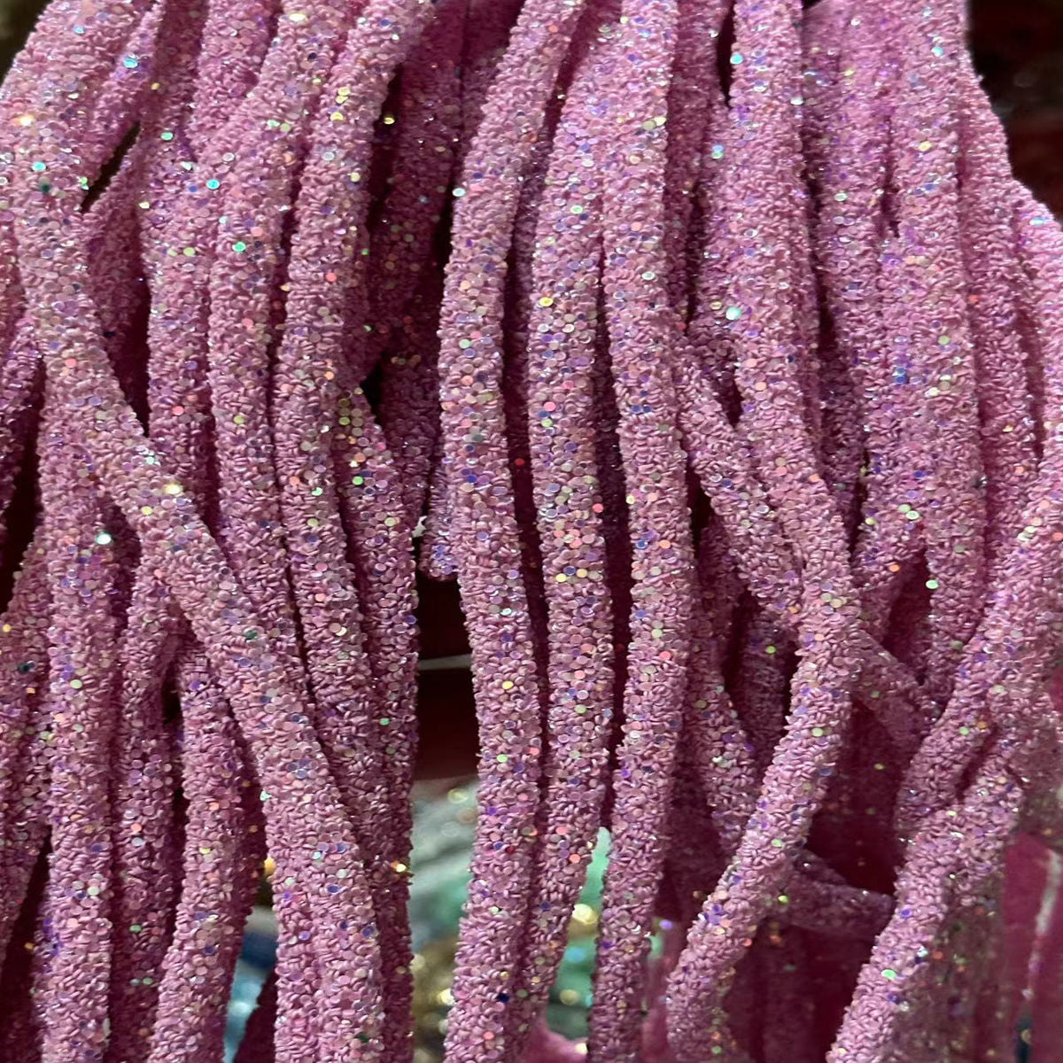 Wholesale  Diy seven-color sequin drill pipe glitter powder rope with rubber hose rainbow shoes and hats drill decorative rope jewelry