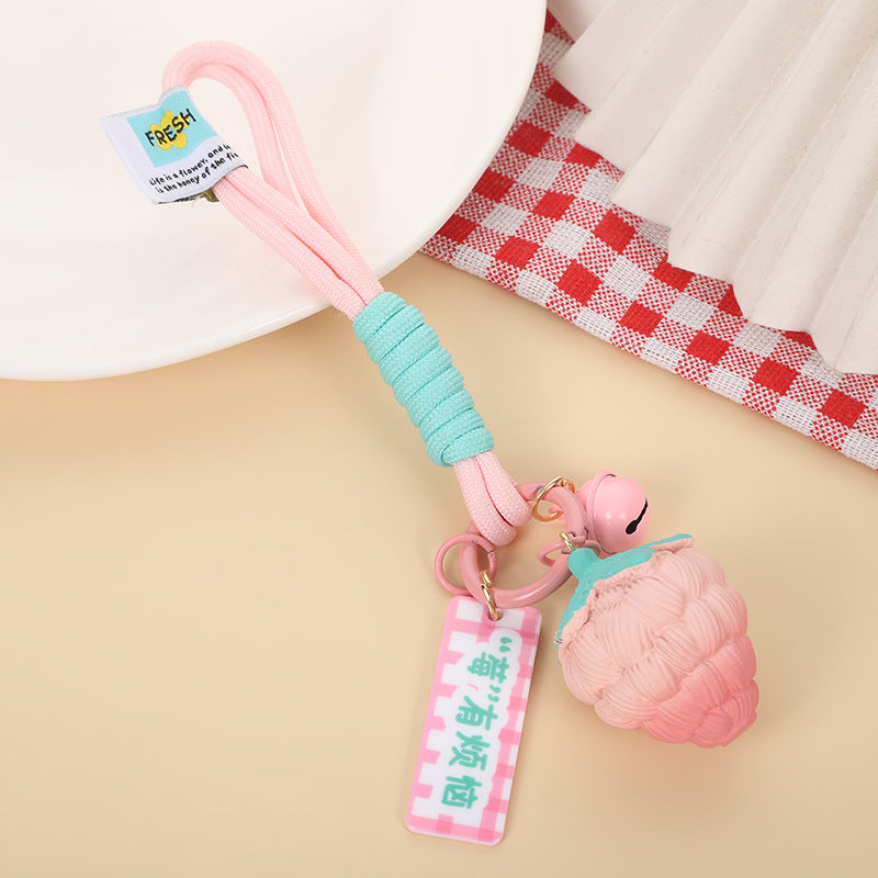 Wholesale Cute Resin Peach Strawberry Flower Keychain