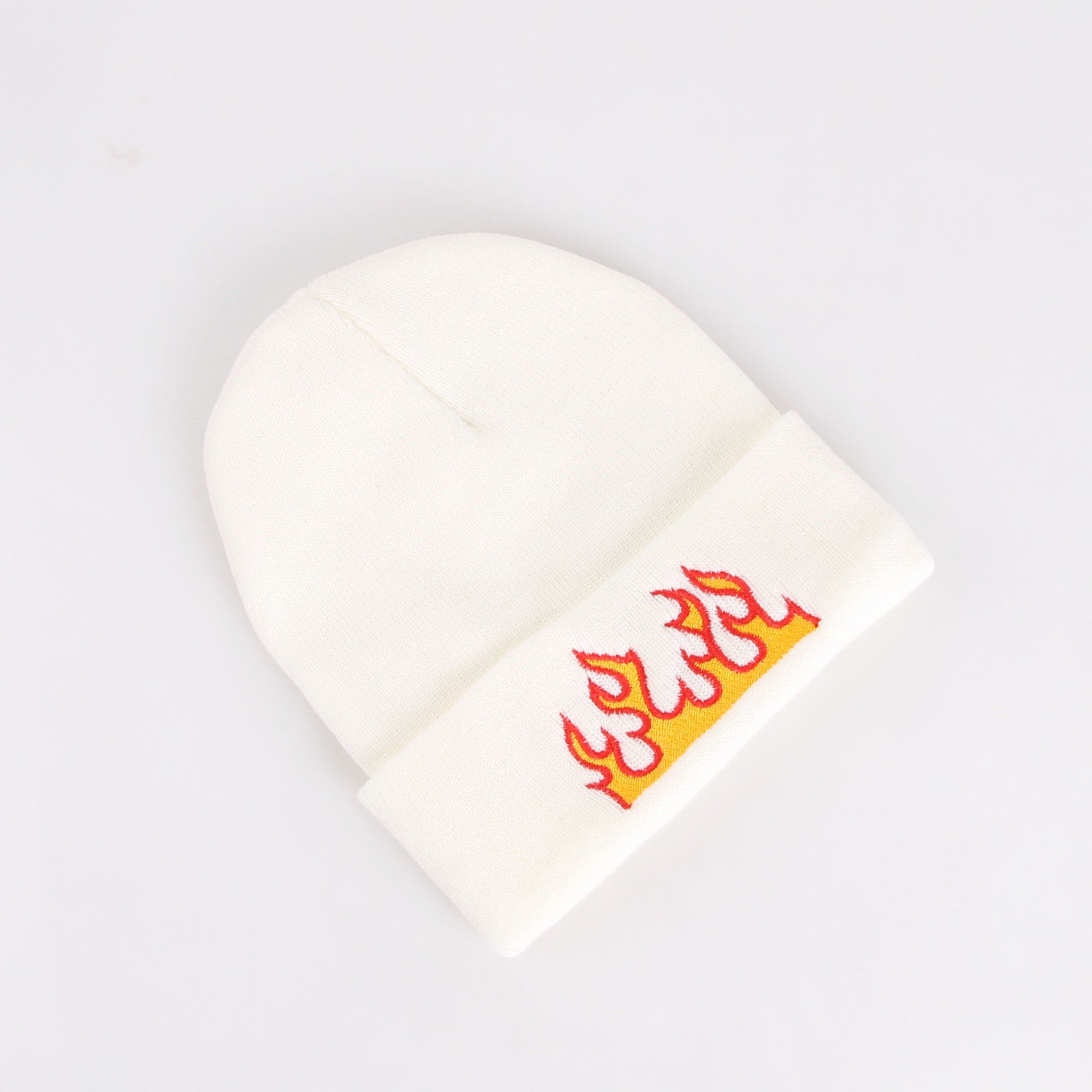 Wholesale Acrylic Flame Embroidery Knitted Hat Beanie