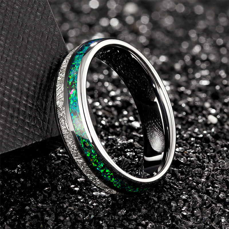 Wholesale Tungsten Gold Inlaid Baby's Breath Silver Foil Tungsten Steel Men's Ring