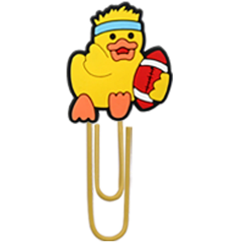 Wholesale Random 50pcs Little Yellow Duck Metal Soft Rubber Paperclip Bookmarks
