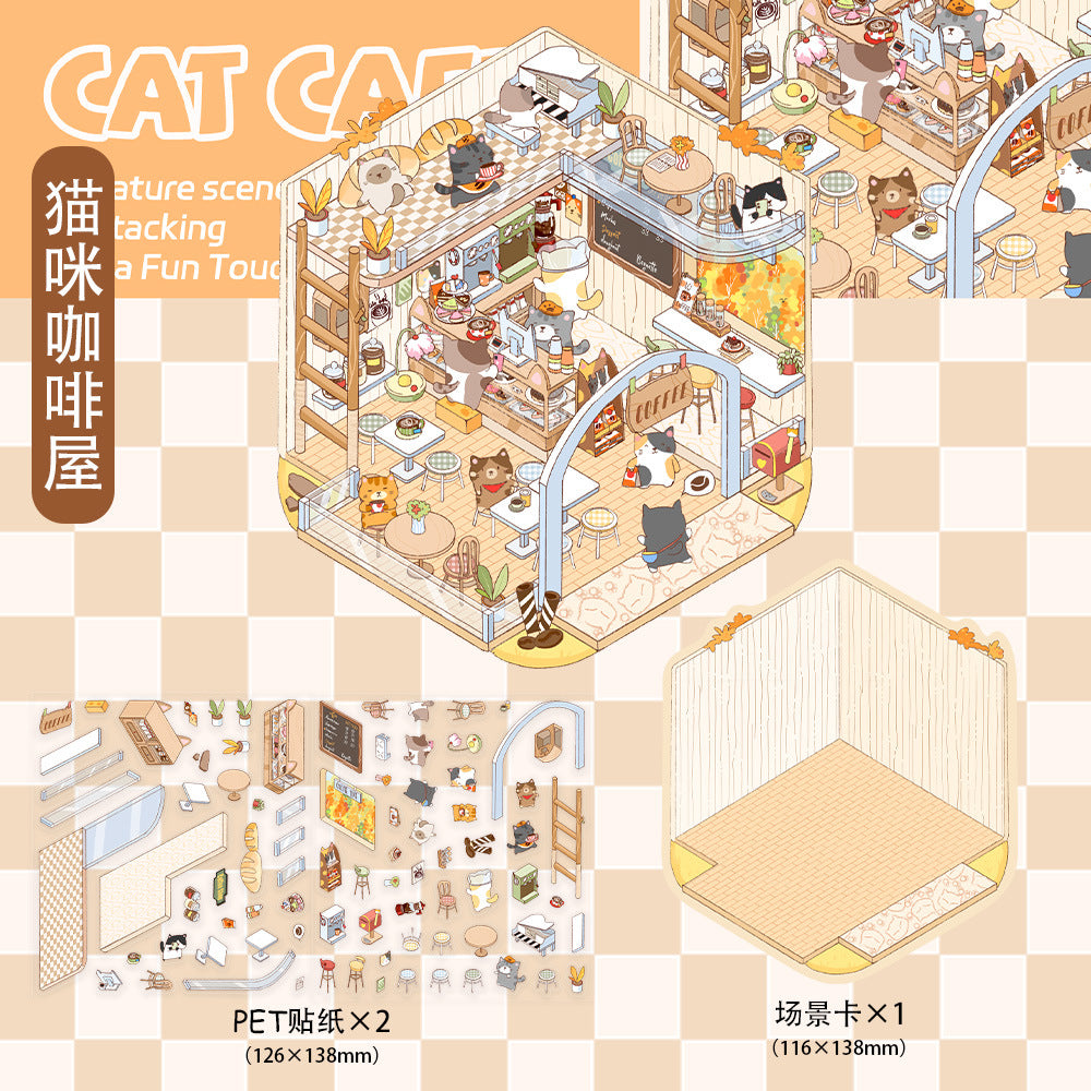 Wholesale Cat Cafe Landscaping Stickers 3D DIY Stickers