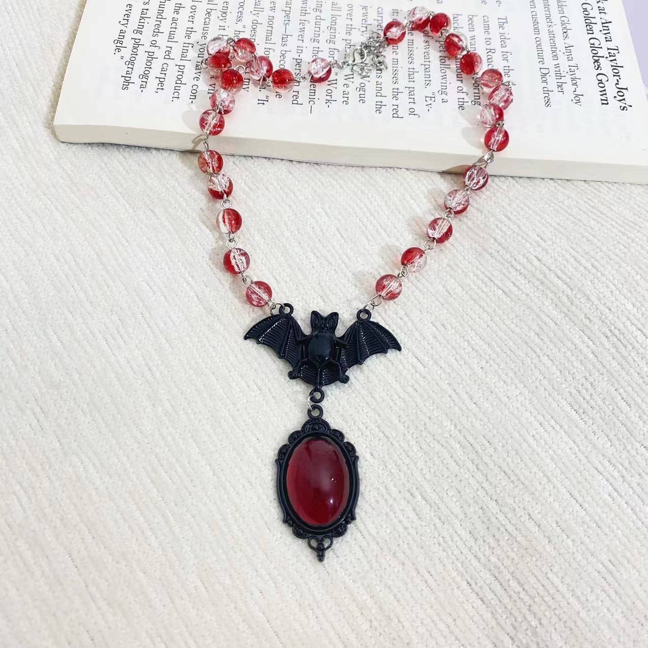 Wholesale Dark Gothic Blood Spider Crystal Necklace