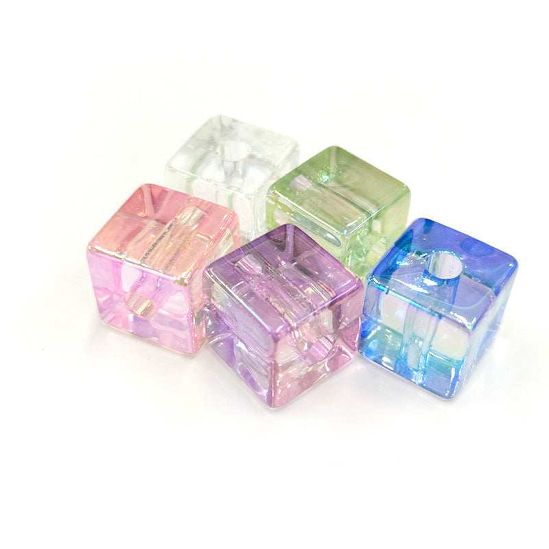 Wholesale 100PCS/Pack Colorful Transparent UV Square 13mm DIY Acrylic Beads