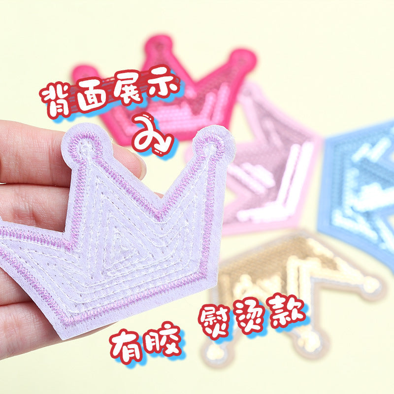 Wholesale 10pcs Colorful Crown sequin embroidery DIY Patches