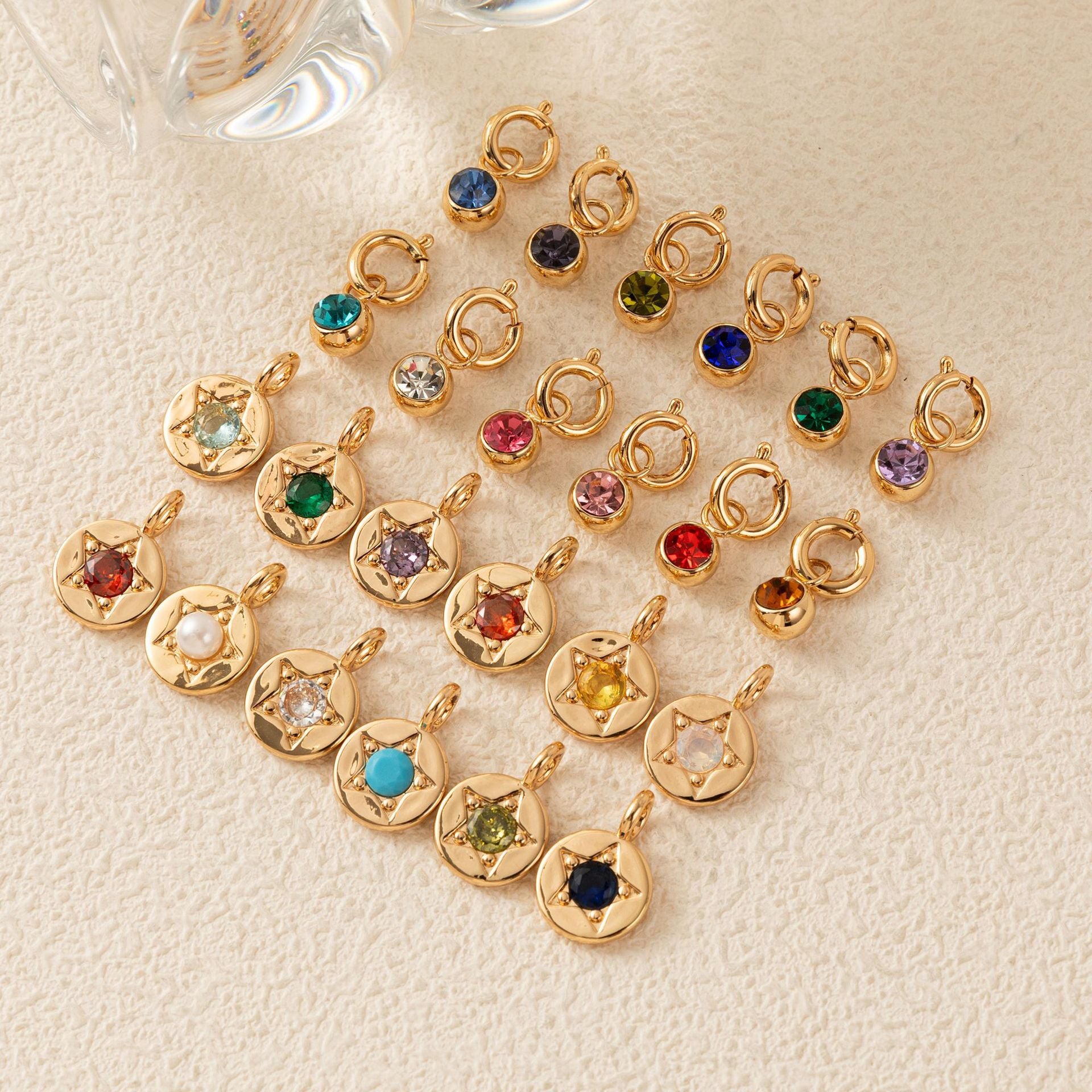 Wholesale Copper Five Pointed Star Zircon Pendant Colorful Birthstone Charm For DIY Necklace Fashion Accessory Gift