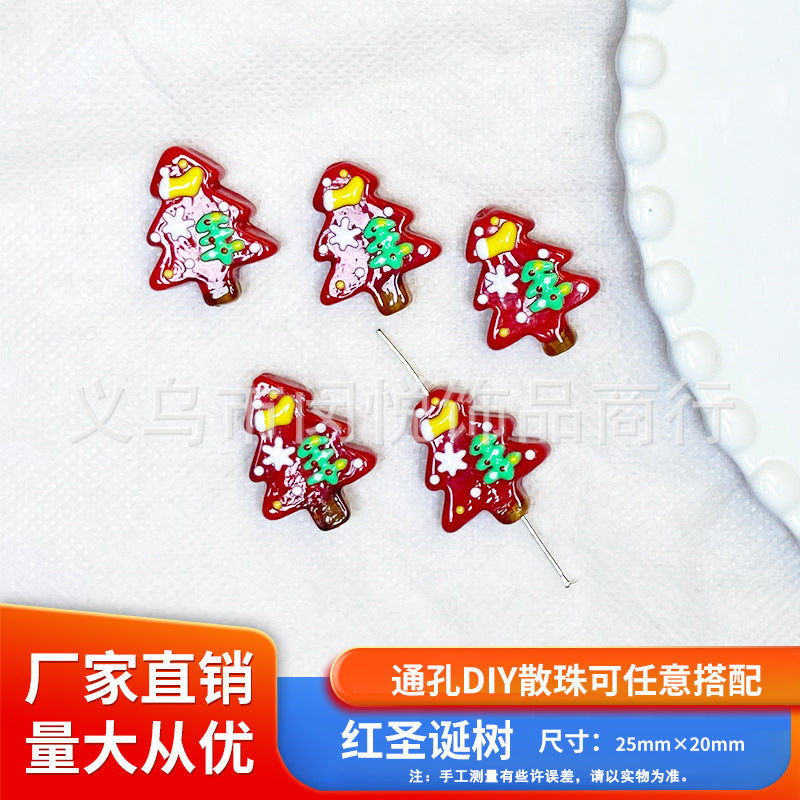 Wholesale 10pcs Snowman Christmas tree gingerbread man glass beads