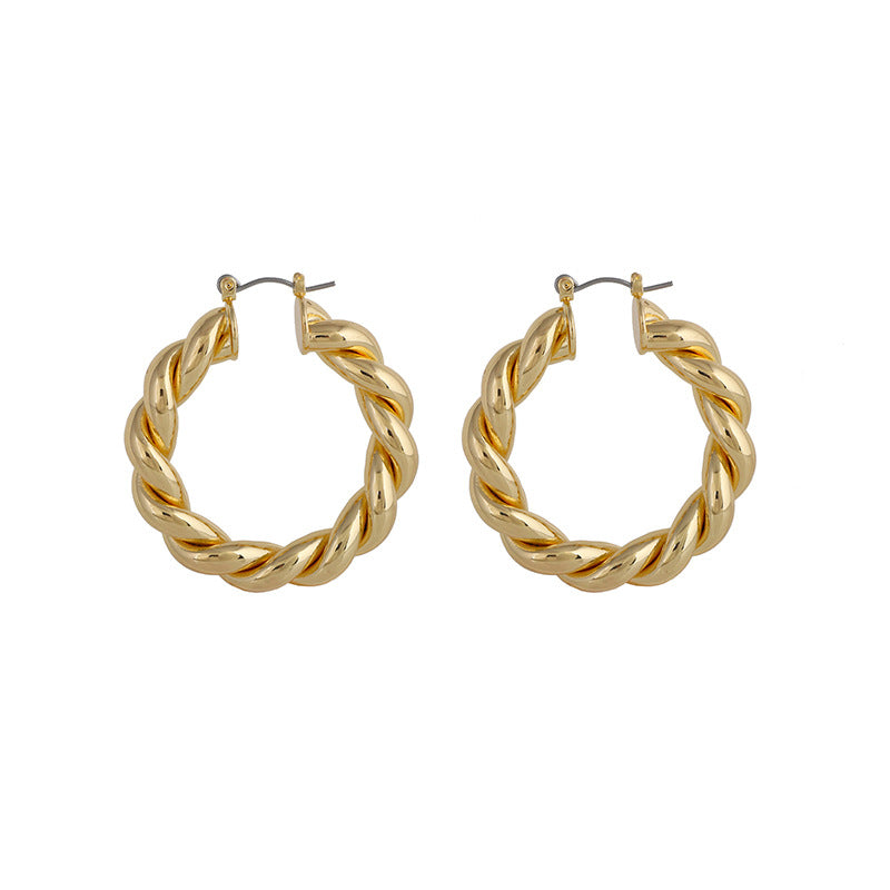 Wholesale Geometric Twist Big Circle Alloy Earrings