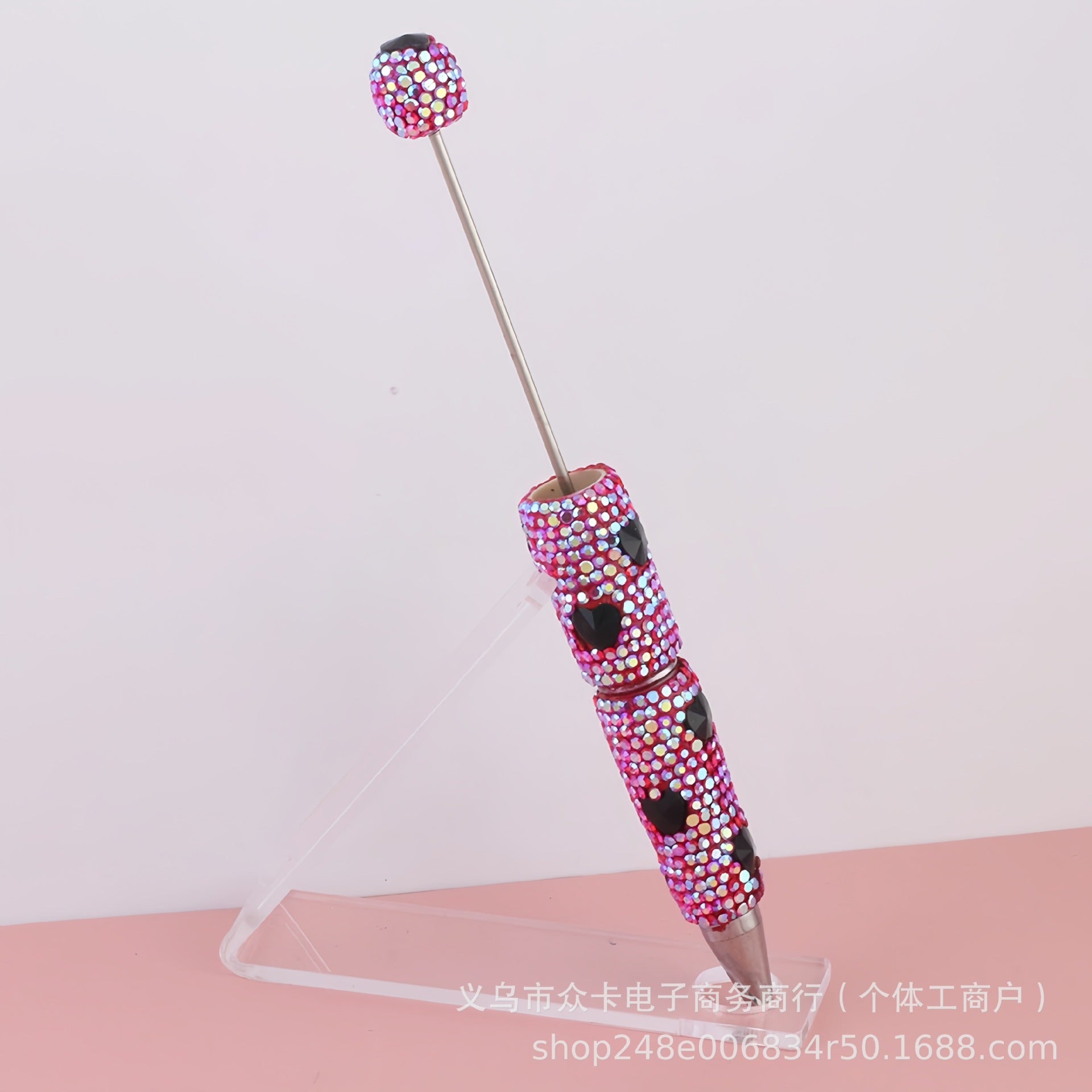 Wholesale 10pcs Heart-Shaped Colorful  Full Diamond  DIY Fancy Beadable Pens