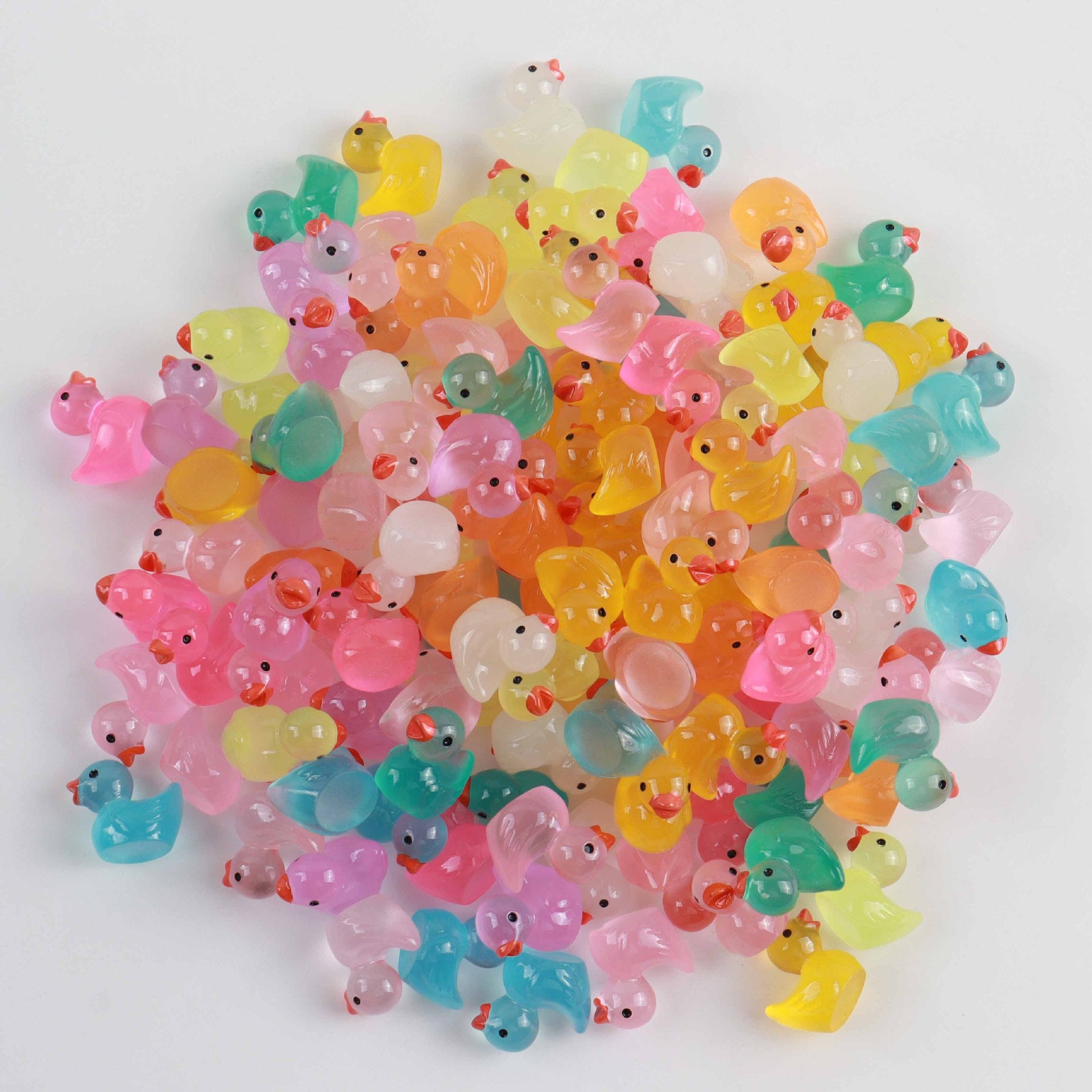 Wholesale 20pcs Wholesale Resin Glow-in-the-dark Cartoon Three-dimensional Duckling DIY Car Key Chain Decoration