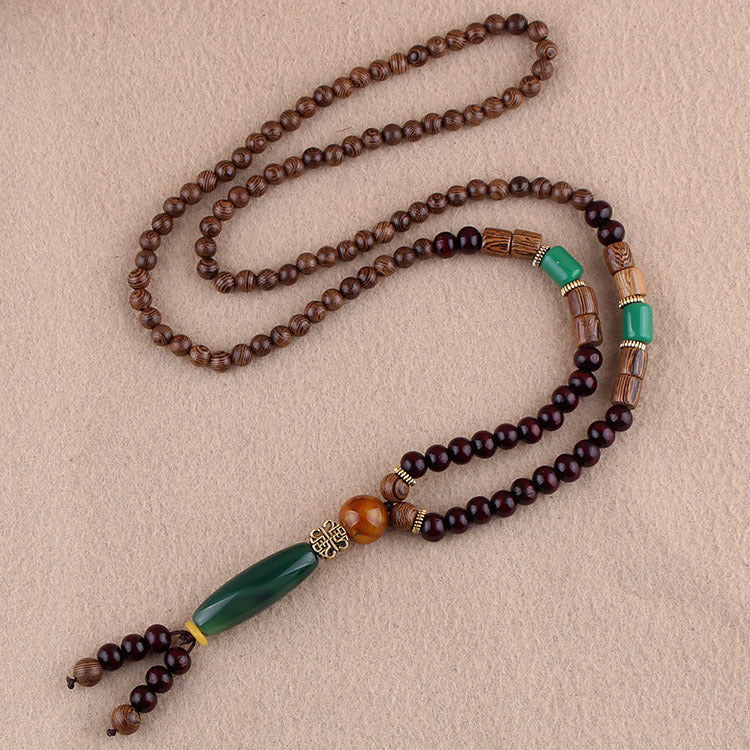 Wholesale Ethnic Style Pendant Bodhi Pendant Wooden Bead Necklace