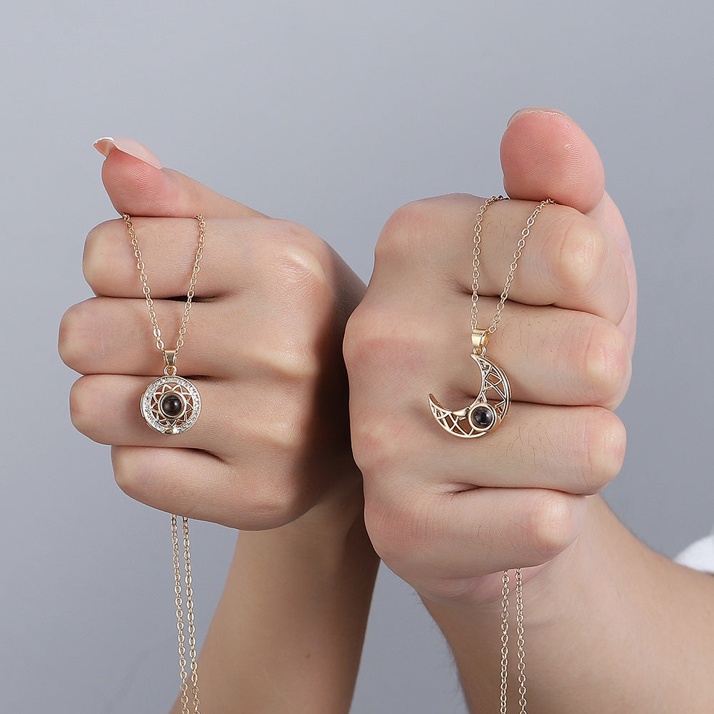 Wholesale Chic Moon Sun Magnetic Couple Necklace Alloy Jewelry Accessory For Resale
