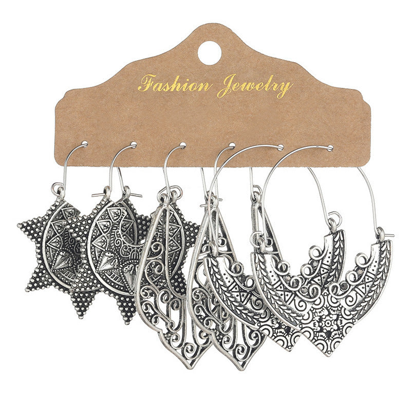 Wholesale Snowflake Tassel Love Wings Hollow Vintage Earrings