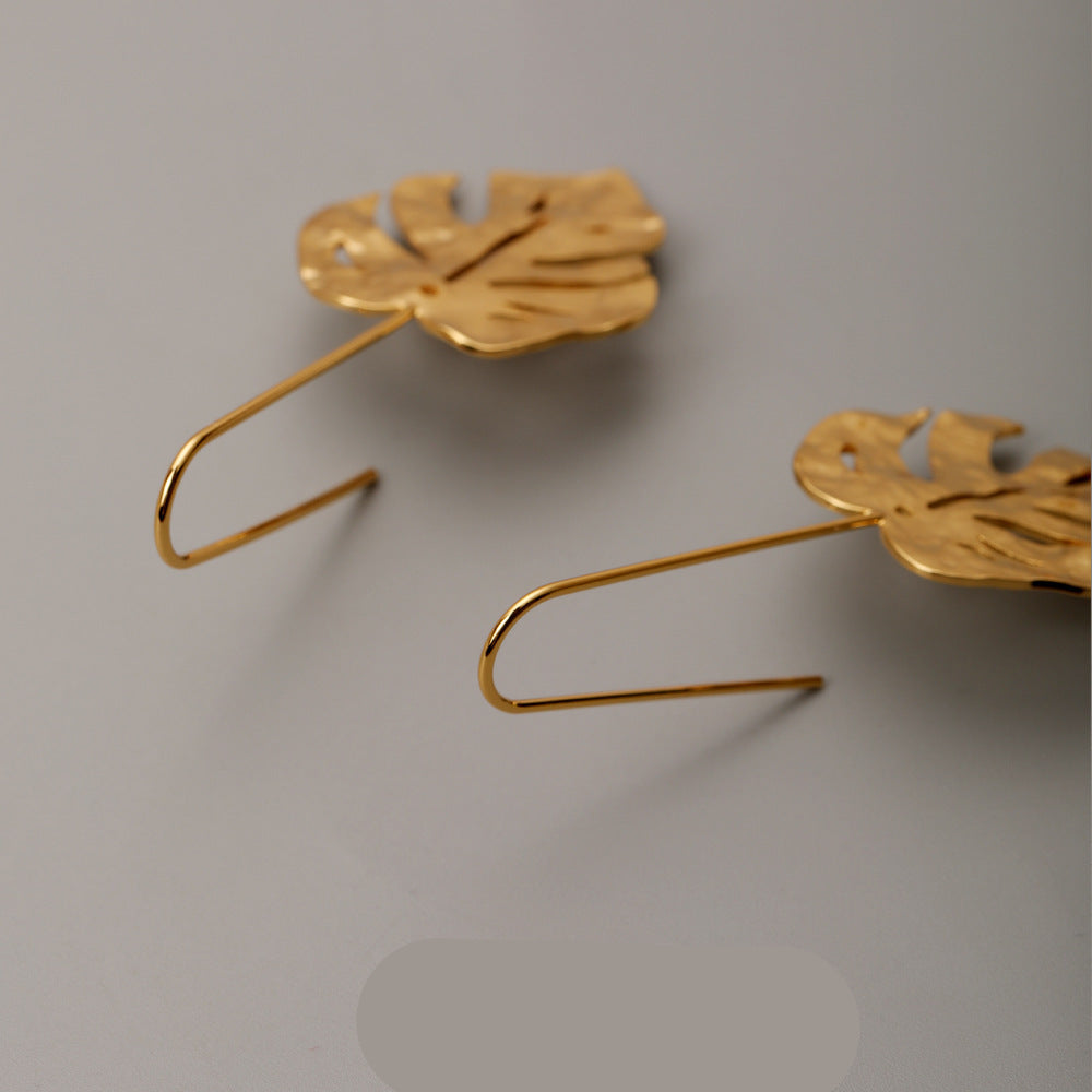 Wholesale Long leaf retro temperament cold style ins design Earrings
