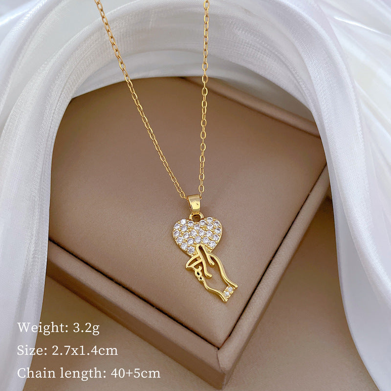 Wholesale Element Love Full Diamond Titanium Steel Clavicle