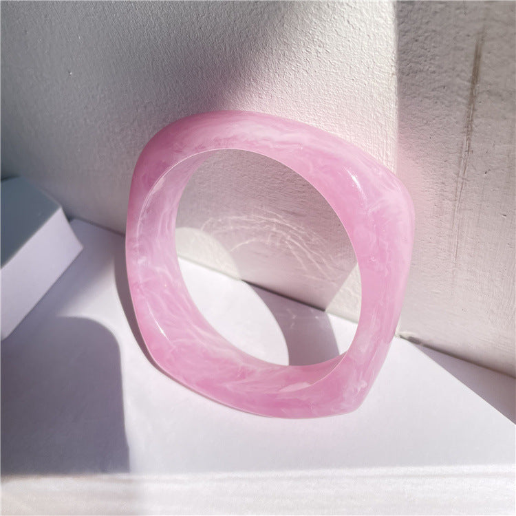 Wholesale fashion new marble acrylic bracelet shaped resin square round bracelet