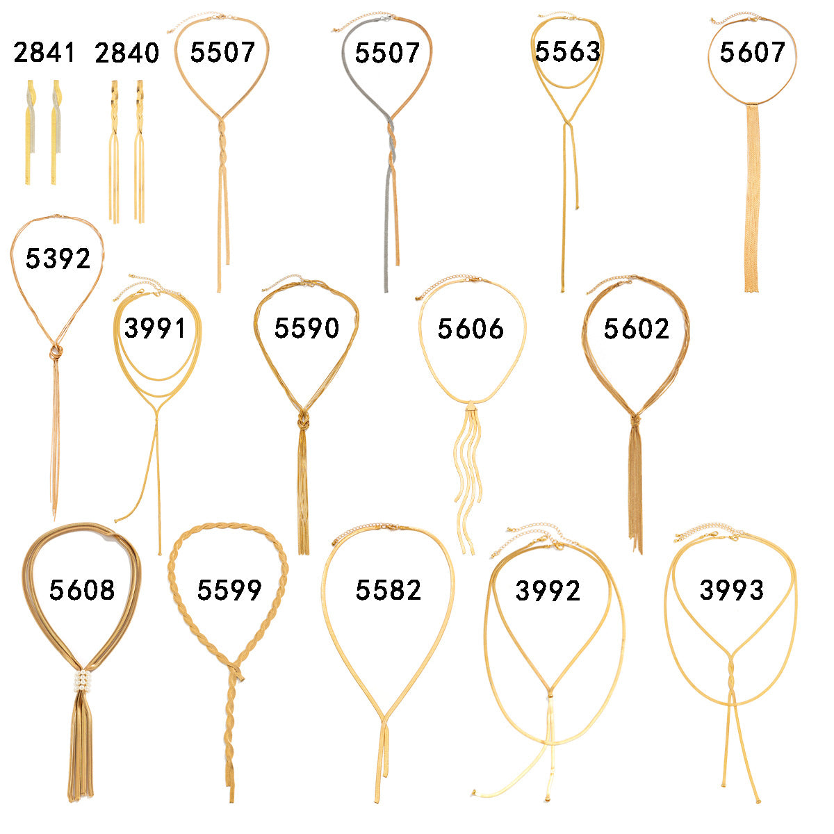 Wholesale Contrast color wrapped snake bone tassel necklace