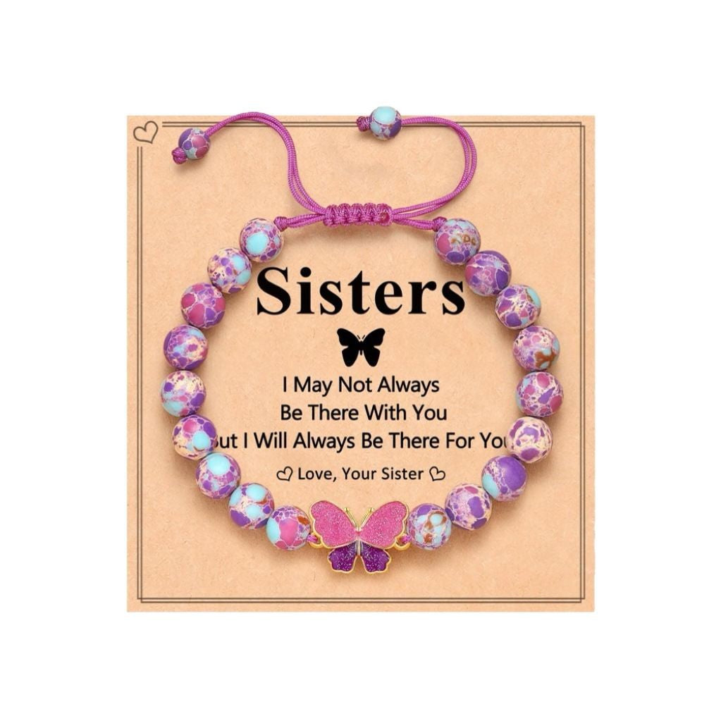 Wholesale  Butterfly Purple Emperor  8mm Natural Stone Bracelet