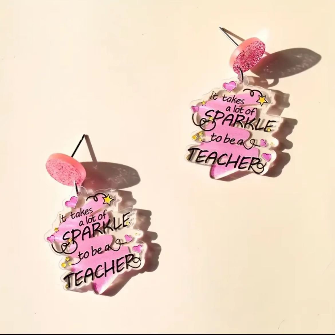 Wholesale Teacher's Day teach glitter acrylic earrings campus teacher earrings cute jewelry