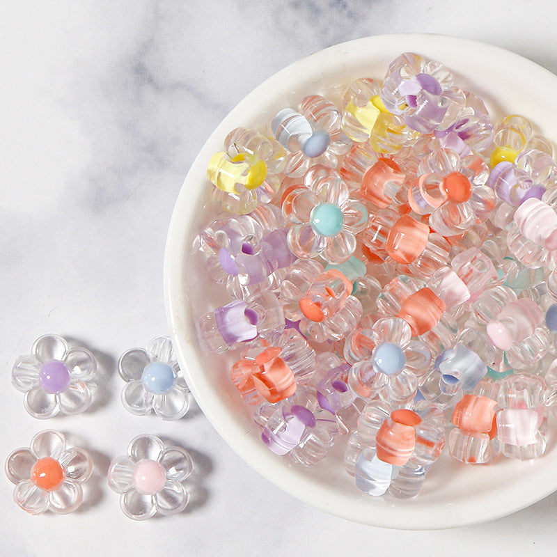 Wholesale Acrylic Transparent Candy Colored Flower Beads
