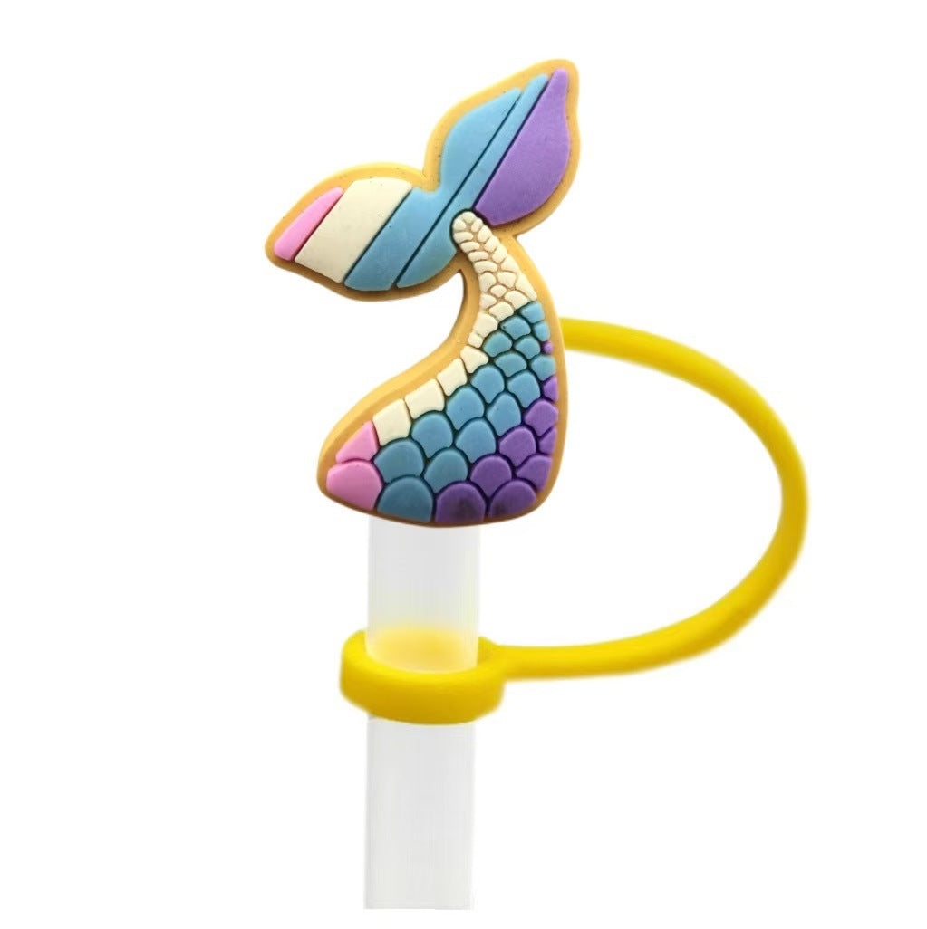 Wholesale 10pcs Cute Mermaid Cartoon Silicone Straw Cap