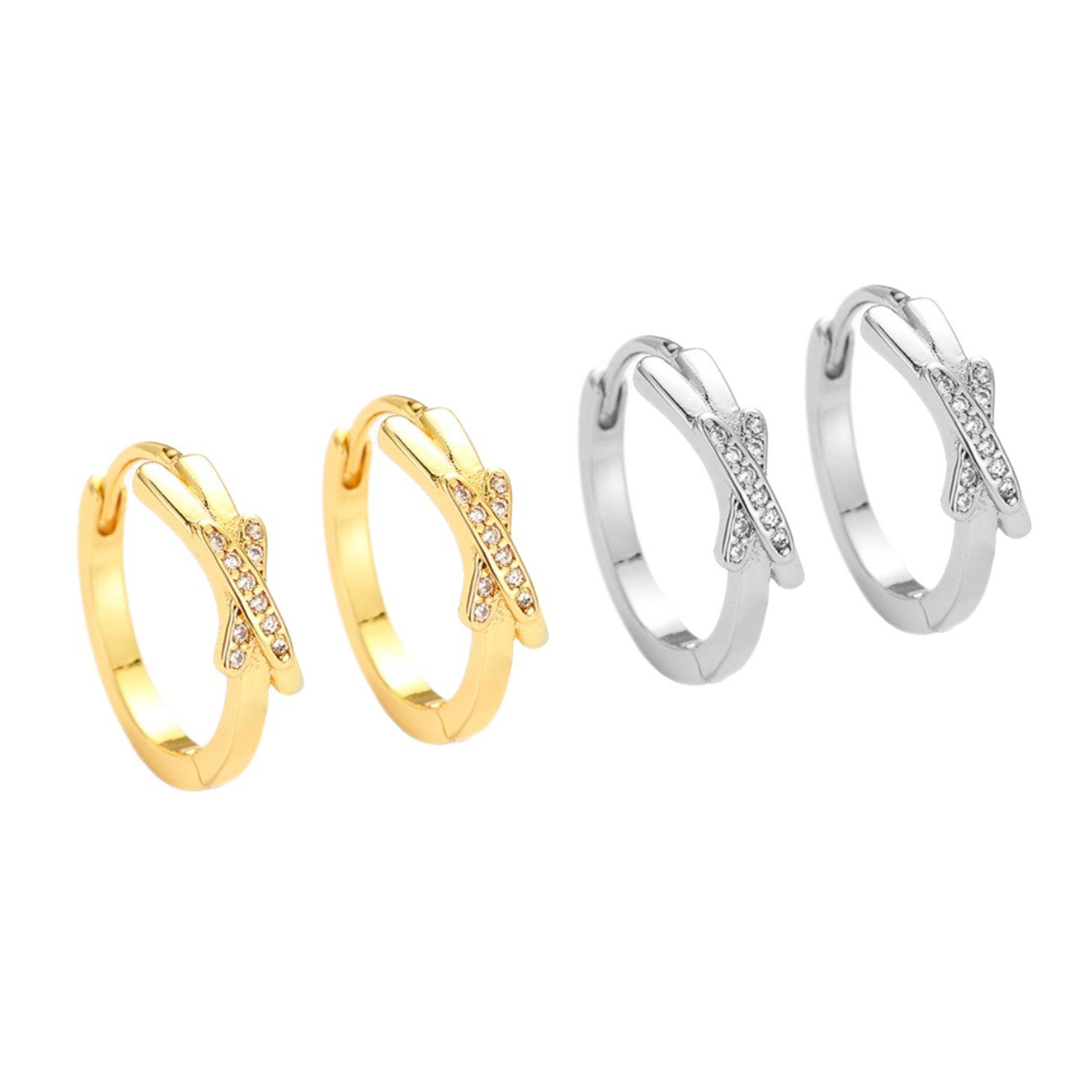 Wholesale Diamond-encrusted cross earrings,  niche ear cuffs