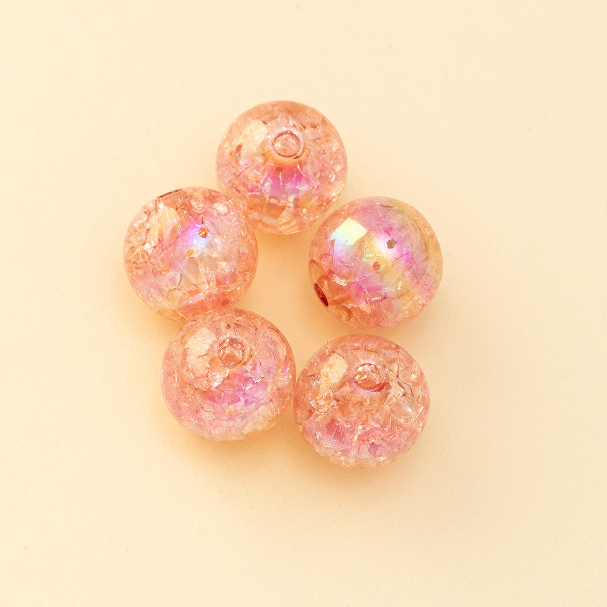 Wholesale 200pcs Burst Clear Straight Hole Multicolored Aurora Round Beads