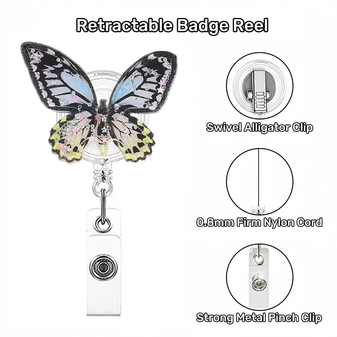 Wholesale Colorful butterflies Badge Reels