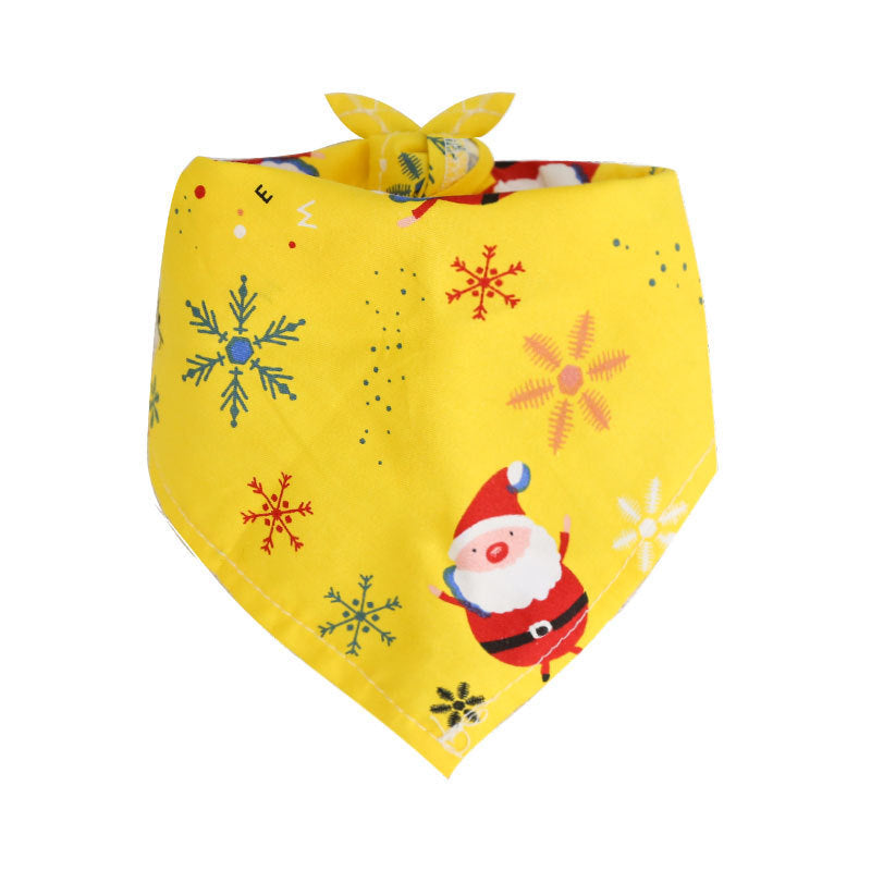 Wholesale Pet Large and Medium Dogs Dogs Cats Christmas Cotton Print Dress Triangular Bibs Decorative Bibs