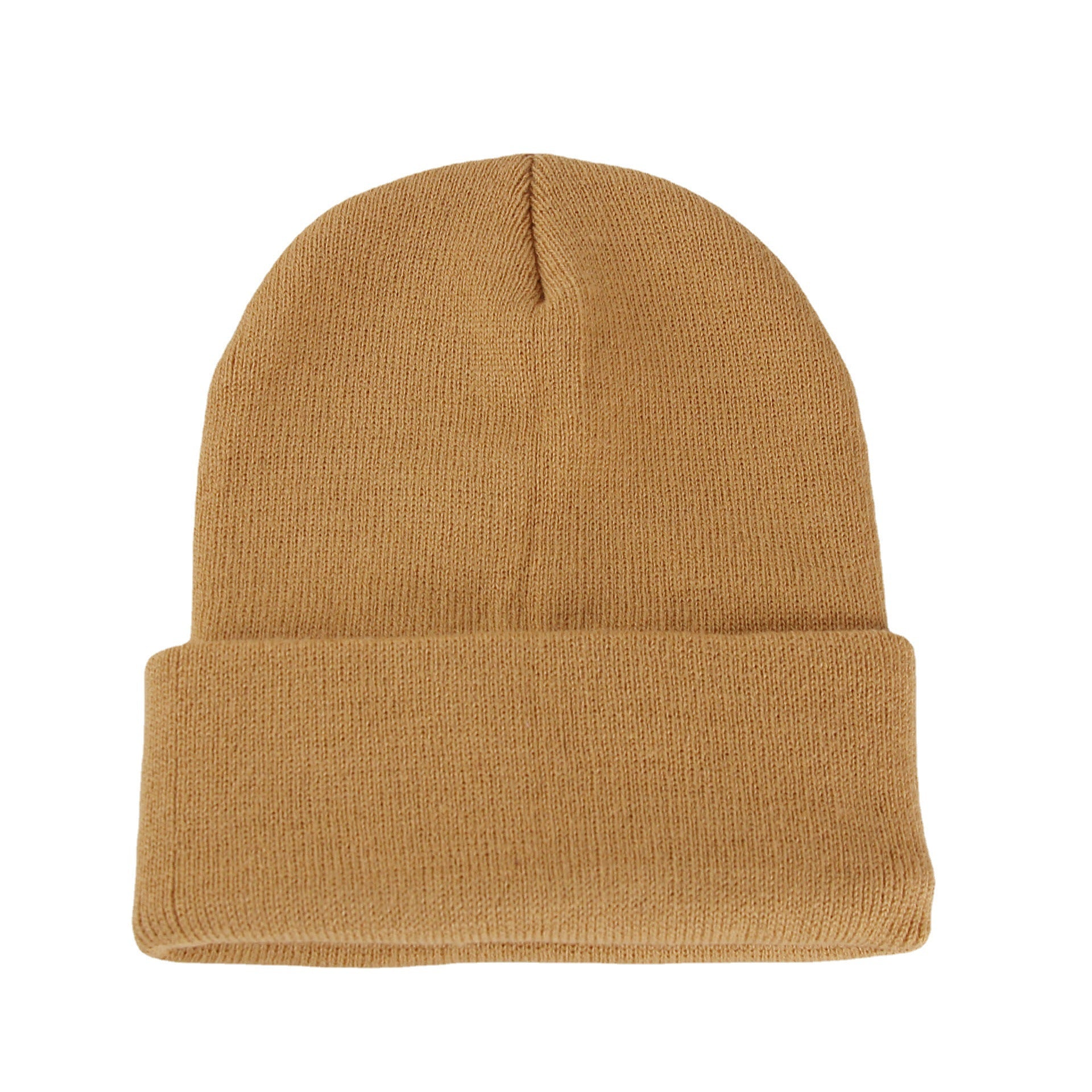 Wholesale Acrylic Rolled Edge Solid Color Knitted Hat Beanie