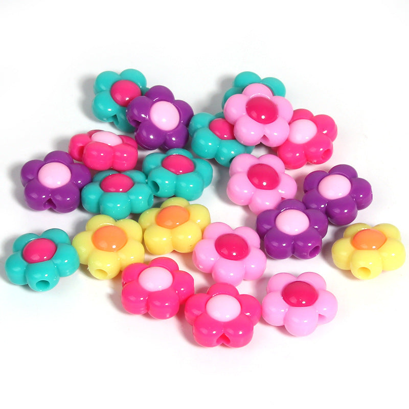 Wholesale 20pcs/pack Creamy Candy Two-color Plum Blossom Butterfly Print Loose Beads