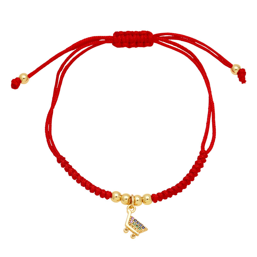 Wholesale Colorful Zircon Butterfly Tree of Life Love Pendant Red Rope Bracelet